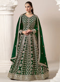 Dark Green Embroidery Georgette Anarkali Suit