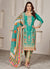 Turquoise Multi Embroidered Kurti And Dhoti Style Pant Suit