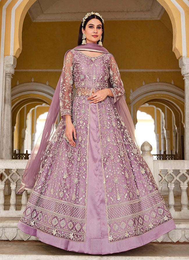 Light Pink and Gold Designer Embroidered Lehenga Anarkali Suit - Indian  Heavy Anarkali Lehenga Gowns Sharara Sarees Pakistani Dresses in  USA/UK/Canada/UAE - IndiaBoulevard