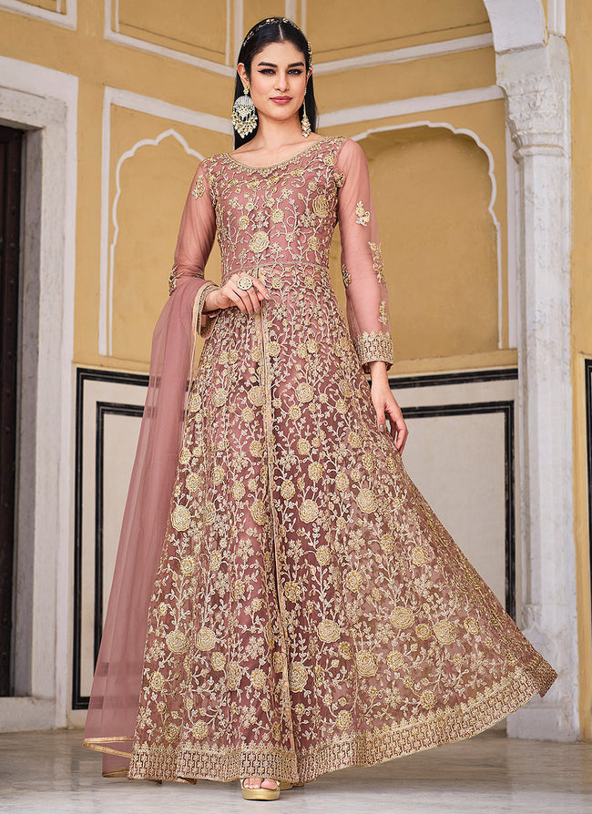 Silver Embroidered Layered Anarkali Suit | Lehenga style, Dress materials, Party  wear lehenga
