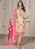 Beige Multi Embroidered Kurti And Dhoti Style Pant Suit