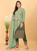 Green Ombré Georgette Pant Style Salwar Suit