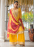 Yellow And Red Embroidery Bandhani Palazzo Suit