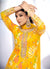 Indian Clothes - Yellow Golden Mirror Work Embroidery Gharara Suit