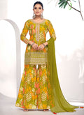 Green Golden Mirror Work Embroidery Gharara Suit