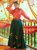 Red And Green Embroidered Traditional Lehenga Choli For Navratri