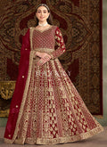 Bridal Red Embroidered Traditional Anarkali Suit