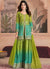 Teal Green Ombré Embroidered Kurti And Palazzo