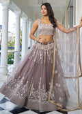 Dusty Brown Embroidery Wedding Lehenga Choli