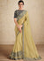 Yellow And Blue Embroidered Traditional Wedding Saree