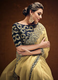 Yellow And Blue Wedding Saree In USA UK