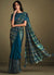 Turquoise Blue Sequence Embroidery Designer Saree