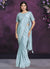 Sky Blue Sequence And Appliqué Embroidery Wedding Saree