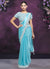 Blue Sequence And Appliqué Embroidery Wedding Saree