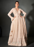 Beige Traditional Lucknowi Embroidered Anarkali Lehenga