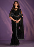 Black Handwork Embroidery Wedding Saree With Cape