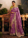 Purple Multi Embroidered Traditional Silk Saree