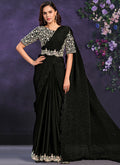 Black Embroidered Ready To Wear Wedding Saree