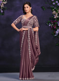 Burgundy Embroidered Ready To Wear Wedding Saree