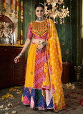 Yellow And Pink Kutchi Embroidered Rajwadi Chaniya Choli