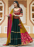 Magenta And Green Kutchi Embroidered Navratri Chaniya Choli