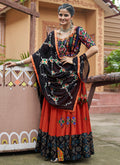 Black And Orange Multicoloured Kutchi Embroidered Chaniya Choli For Navratri