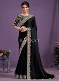 Black Multi Embroidered Wedding Saree