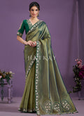 Green Dual Tone Embroidered Wedding Saree