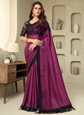 Royal Purple Sequence Embroidery Designer Silk Saree