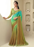 Green Shaded Sequence Embroidery Designer Silk Saree