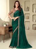 Green Golden Sequence Embroidery Designer Silk Saree