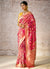 Magenta And Yellow Floral Kora Banarasi Silk Saree