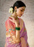 Purple And Peach Floral Kora Banarasi Silk Saree