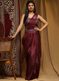 Deep Red Embroidered Designer Saree