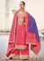 Pink And Purple Mirror Embroidery Bandhani Palazzo Suit