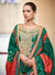 Green And Red Mirror Embroidery Bandhani Palazzo Suit