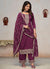 Wine Embroidery Pant Style Salwar Kameez Suit