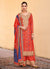 Red And Blue Mirror Embroidery Bandhani Palazzo Suit