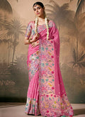 Pink Two Tone Floral Munga Silk Saree