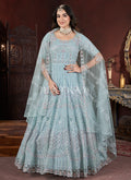 Light Blue Multi Embroidery Anarkali