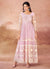Blush Pink Thread Work Embroidery Festive Anarkali Gown