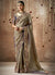 Copper Brown Multi Embroidery Tissue Silk Saree