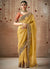 Yellow And Orange Multi Embroidery Tissue Silk Saree