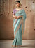 Pastel Blue And Purple Multi Embroidery Tissue Silk Saree