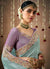 Pastel Blue And Purple Multi Embroidery Tissue Silk Saree