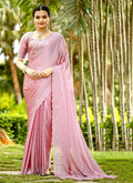 Soft Pink Handwork Embroidery Wedding Saree