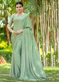 Sea Green Handwork Embroidery Wedding Saree