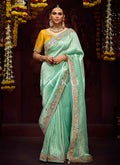 Sea Green Multi Embroidery Kanjivaram Silk Saree