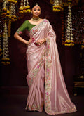 Blush Pink Multi Embroidery Kanjivaram Silk Saree