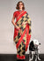 Red And Yellow Digital Printed Handloom Silk Saree